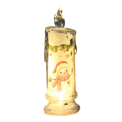 Electronic Candle Christmas Decoration Transparent Built-in Printed LED Simulation Flameless Candle Ambient Lighting Xmas Gift