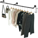 Industrial Pipe Clothing Rack Heavy Duty Detachable Wall Mounted Clothes Rack Black Iron Garment Bar Multi-purpose Hanging