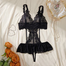 Ladies' Transparent Fashion Pornographic Teddy Clothing Doll Beautiful Lace Black Dress Sexy Underwear Without Covering Pajamas