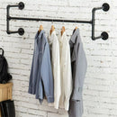 Industrial Pipe Clothing Rack Heavy Duty Detachable Wall Mounted Clothes Rack Black Iron Garment Bar Multi-purpose Hanging