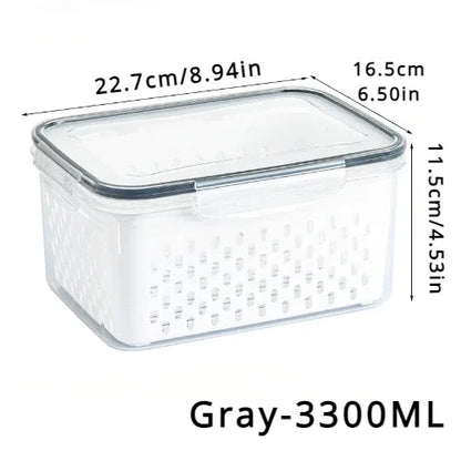 Clear Fresh-Keeper Box – Drain Basket for Veggies & Fruits!