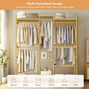 Bamboo Clothes Rack Stand Organizer Multifunctional Garment Rack Clothing Hanging Shelves Open Wardrobe
