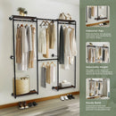 Wisfor Industrial Pipe Clothing Rack, Wall Mounted Clothing Rack for Hanging Clothes,L Shape Corner Clothes Rack